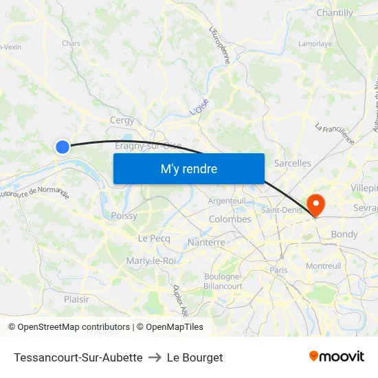 Tessancourt-Sur-Aubette to Le Bourget map