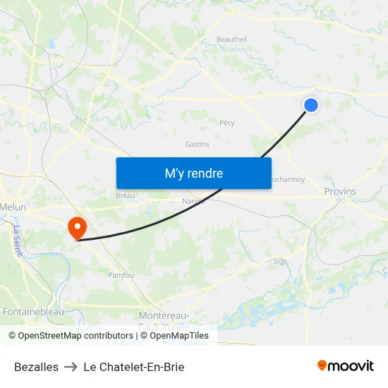 Bezalles to Le Chatelet-En-Brie map