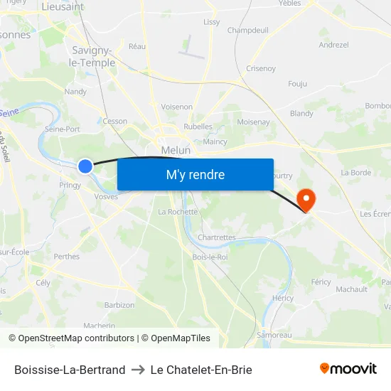 Boissise-La-Bertrand to Le Chatelet-En-Brie map