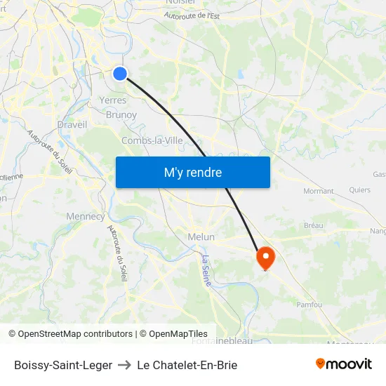 Boissy-Saint-Leger to Le Chatelet-En-Brie map