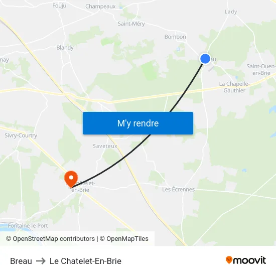Breau to Le Chatelet-En-Brie map