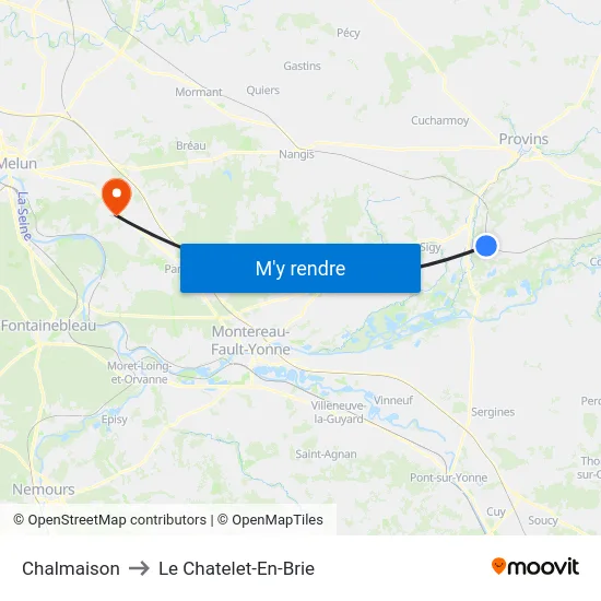 Chalmaison to Le Chatelet-En-Brie map