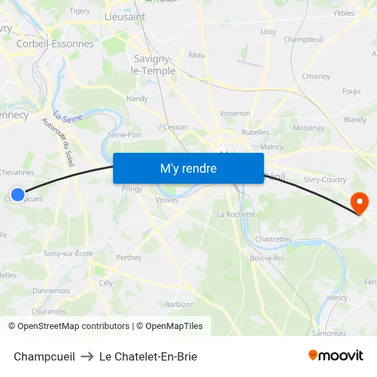 Champcueil to Le Chatelet-En-Brie map