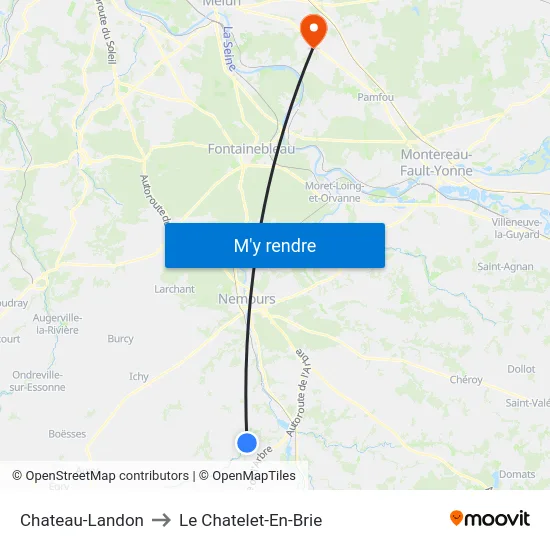 Chateau-Landon to Le Chatelet-En-Brie map