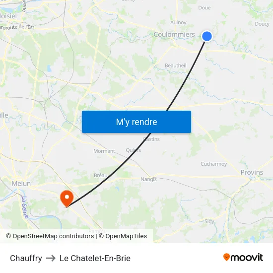 Chauffry to Le Chatelet-En-Brie map