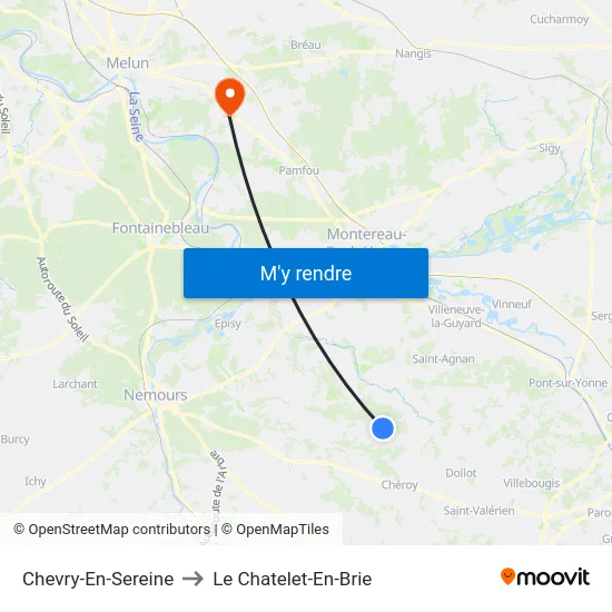 Chevry-En-Sereine to Le Chatelet-En-Brie map