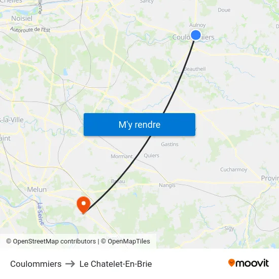 Coulommiers to Le Chatelet-En-Brie map