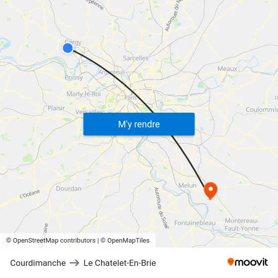 Courdimanche to Le Chatelet-En-Brie map