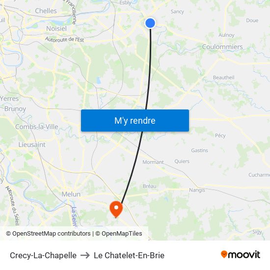 Crecy-La-Chapelle to Le Chatelet-En-Brie map