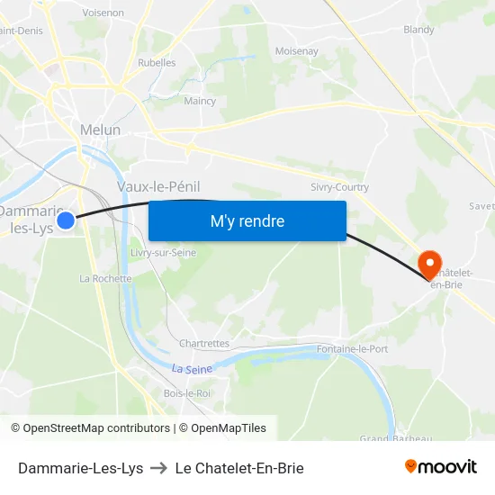 Dammarie-Les-Lys to Le Chatelet-En-Brie map