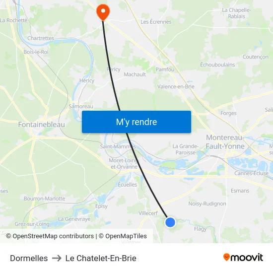 Dormelles to Le Chatelet-En-Brie map