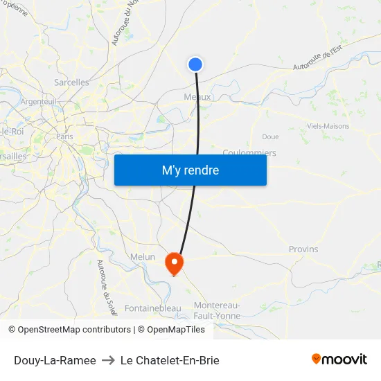 Douy-La-Ramee to Le Chatelet-En-Brie map