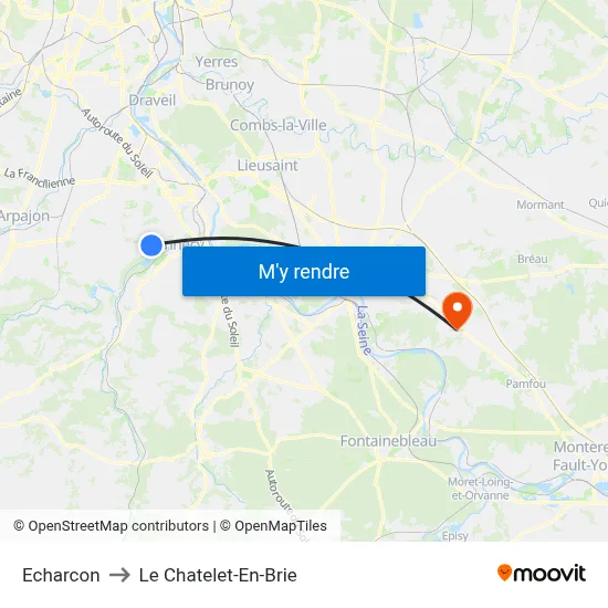 Echarcon to Le Chatelet-En-Brie map