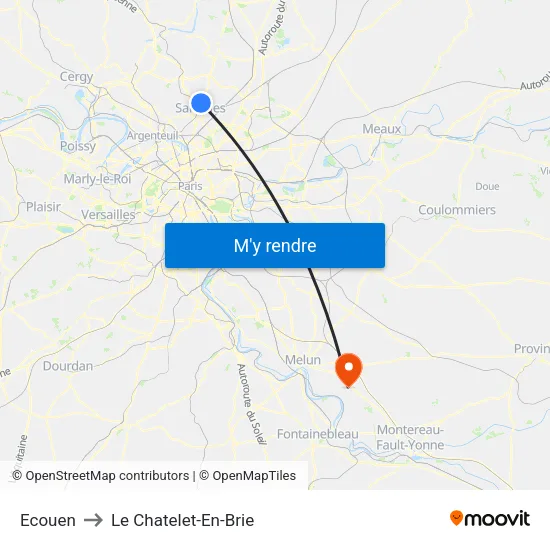 Ecouen to Le Chatelet-En-Brie map