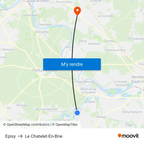 Episy to Le Chatelet-En-Brie map