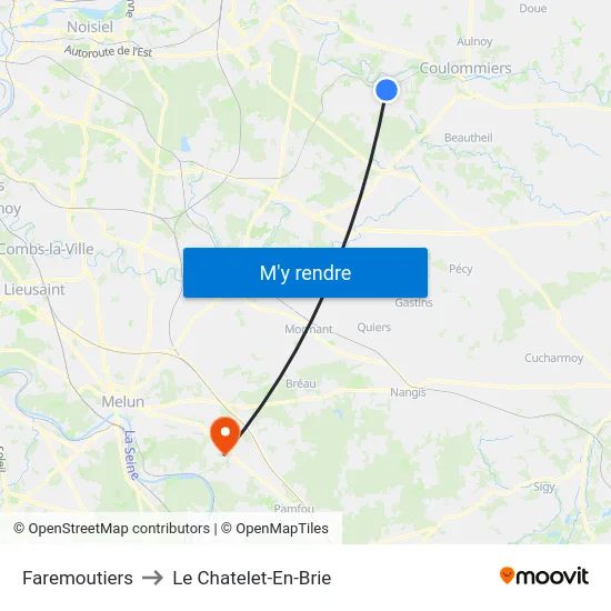 Faremoutiers to Le Chatelet-En-Brie map