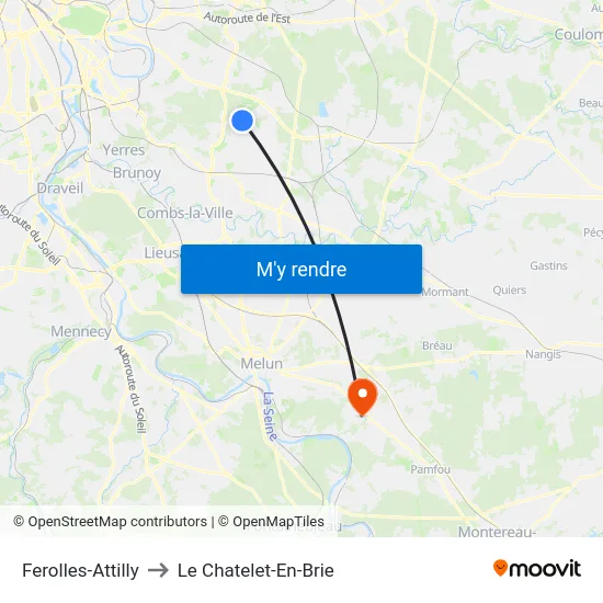 Ferolles-Attilly to Le Chatelet-En-Brie map