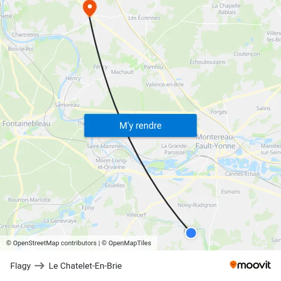 Flagy to Le Chatelet-En-Brie map