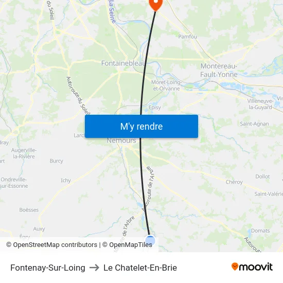 Fontenay-Sur-Loing to Le Chatelet-En-Brie map