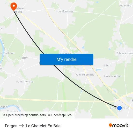 Forges to Le Chatelet-En-Brie map