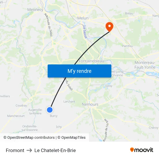 Fromont to Le Chatelet-En-Brie map