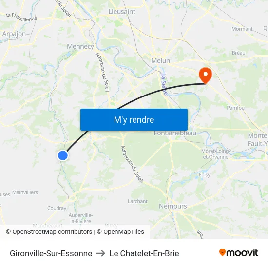 Gironville-Sur-Essonne to Le Chatelet-En-Brie map