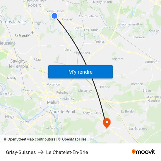 Grisy-Suisnes to Le Chatelet-En-Brie map