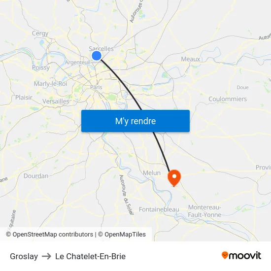 Groslay to Le Chatelet-En-Brie map