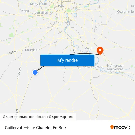 Guillerval to Le Chatelet-En-Brie map