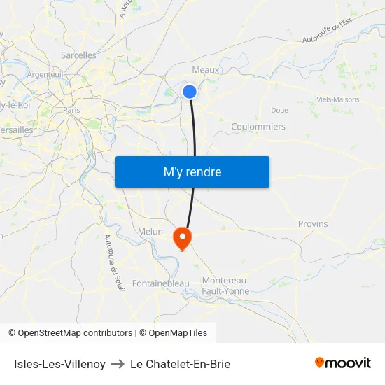 Isles-Les-Villenoy to Le Chatelet-En-Brie map