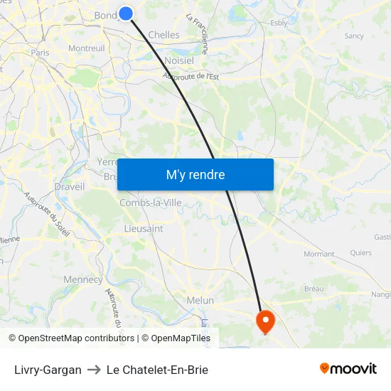 Livry-Gargan to Le Chatelet-En-Brie map