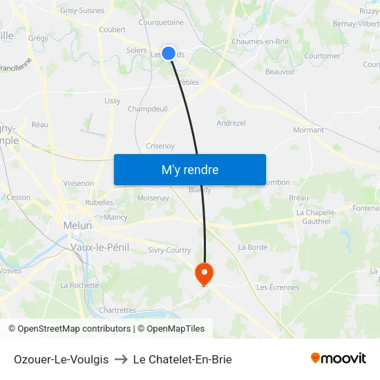 Ozouer-Le-Voulgis to Le Chatelet-En-Brie map