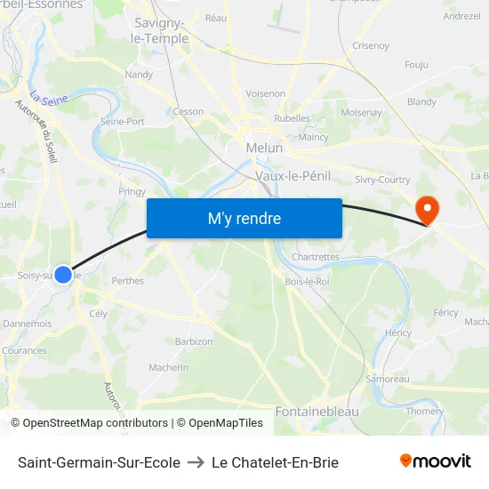 Saint-Germain-Sur-Ecole to Le Chatelet-En-Brie map