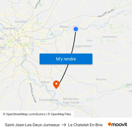 Saint-Jean-Les-Deux-Jumeaux to Le Chatelet-En-Brie map