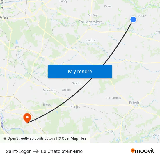 Saint-Leger to Le Chatelet-En-Brie map