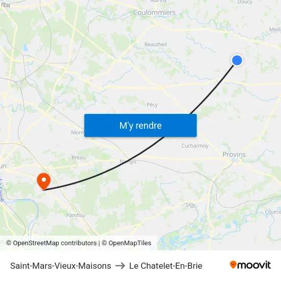 Saint-Mars-Vieux-Maisons to Le Chatelet-En-Brie map