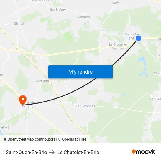 Saint-Ouen-En-Brie to Le Chatelet-En-Brie map