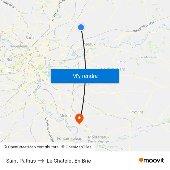 Saint-Pathus to Le Chatelet-En-Brie map