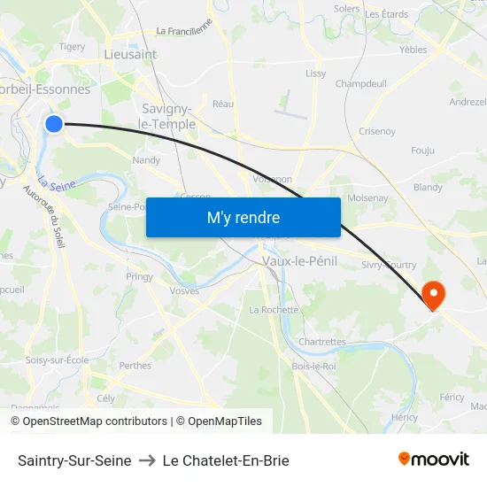 Saintry-Sur-Seine to Le Chatelet-En-Brie map