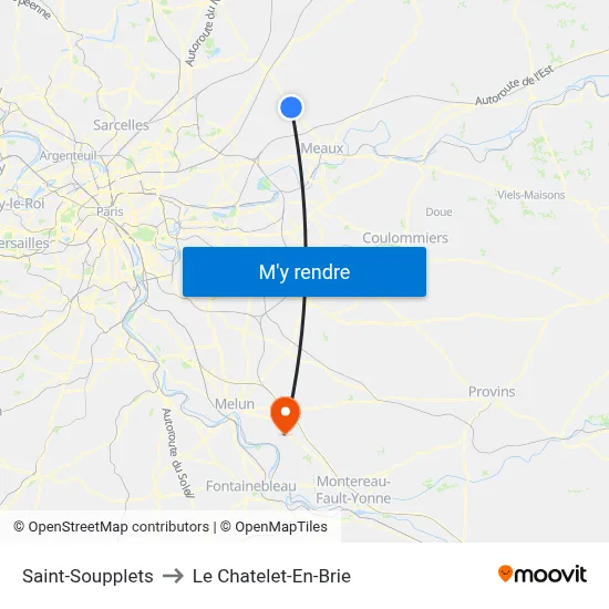 Saint-Soupplets to Le Chatelet-En-Brie map