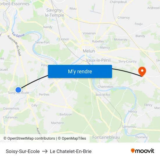 Soisy-Sur-Ecole to Le Chatelet-En-Brie map
