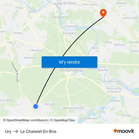 Ury to Le Chatelet-En-Brie map