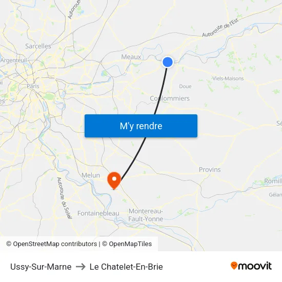 Ussy-Sur-Marne to Le Chatelet-En-Brie map