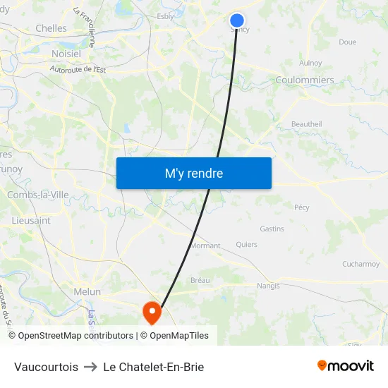 Vaucourtois to Le Chatelet-En-Brie map