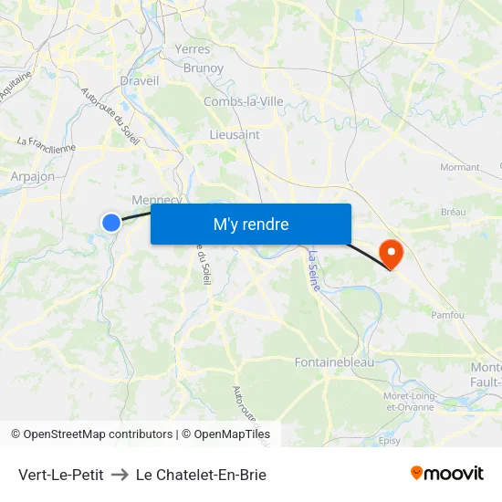 Vert-Le-Petit to Le Chatelet-En-Brie map