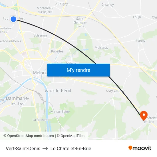 Vert-Saint-Denis to Le Chatelet-En-Brie map