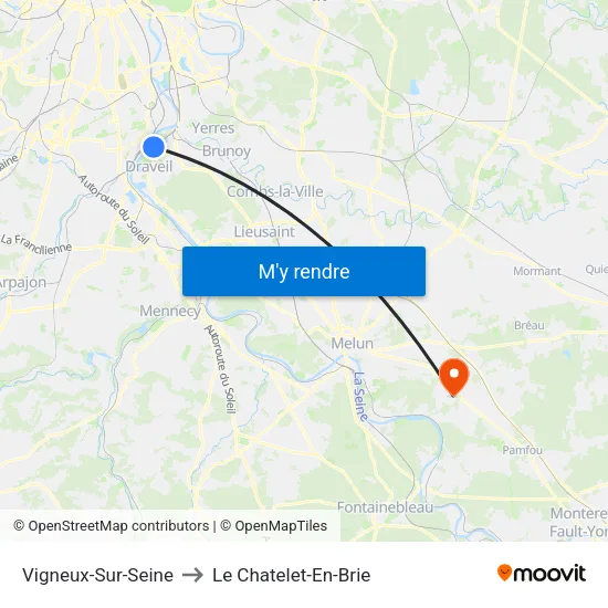 Vigneux-Sur-Seine to Le Chatelet-En-Brie map
