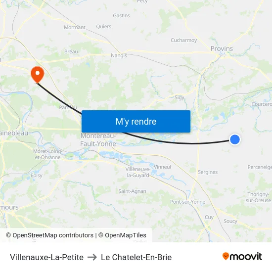 Villenauxe-La-Petite to Le Chatelet-En-Brie map