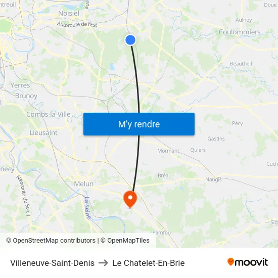 Villeneuve-Saint-Denis to Le Chatelet-En-Brie map