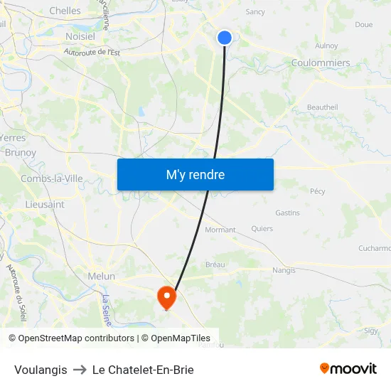 Voulangis to Le Chatelet-En-Brie map